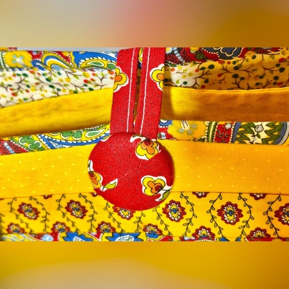 Vibrant & Colorful Art to Wear Beach Tote Bag with Fabric-Covered Button Closure - Picture 10 of 13